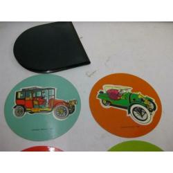 ronde auto kaartjes onderzetters 10 cm dia (120)