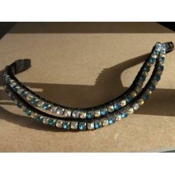Strass/bling frontriem ab kristal/turquoise super Shiny