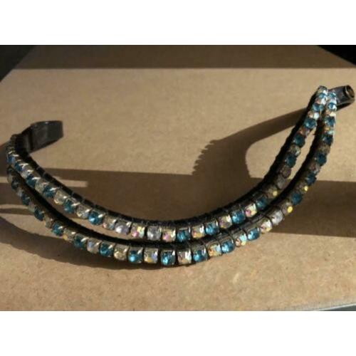 Strass/bling frontriem ab kristal/turquoise super Shiny