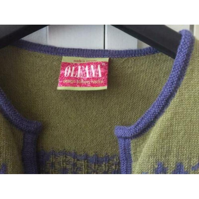 Noors Oleana vest paars groen wol S