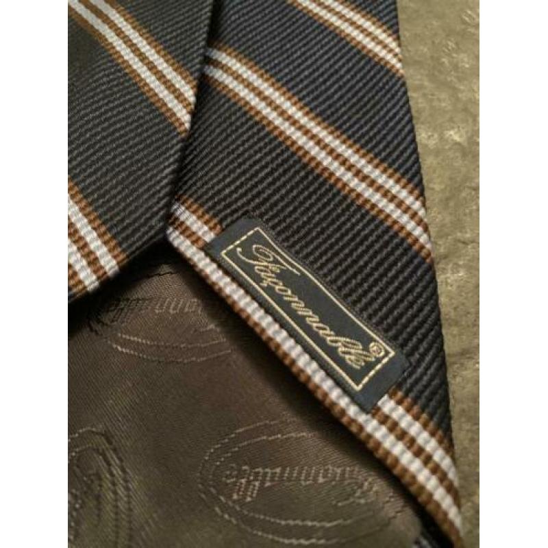 Faconnable Stropdas Blauw Streepdessin 100% zijde