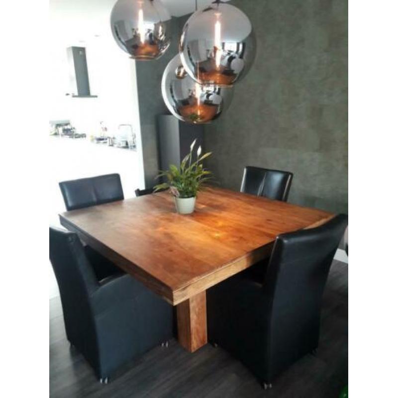 mooie teak houten eetkamer tafel, 1.4 x 1.4 m