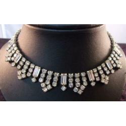 Art Deco halsketting collier met strass stenen