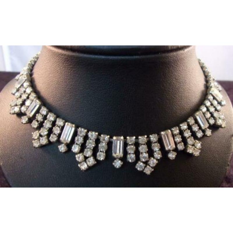 Art Deco halsketting collier met strass stenen