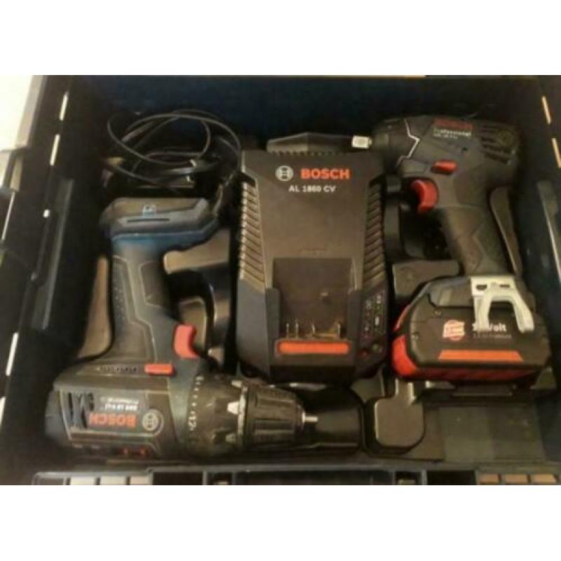 Bosch blauw 18V GDS slagmoersleutel / GSR schroefboormachine