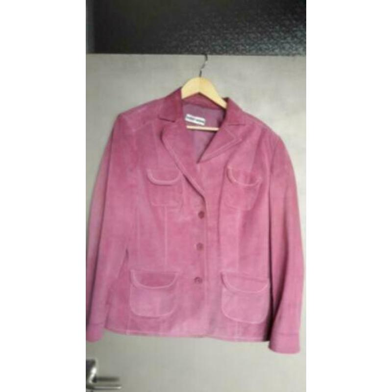 2 echte suede lederen GERRY WEBER jasjes XL zalm en oudroze