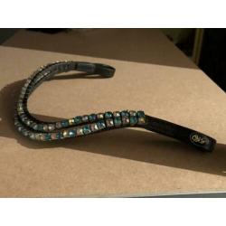 Strass/bling frontriem ab kristal/turquoise super Shiny