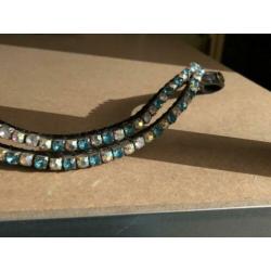 Strass/bling frontriem ab kristal/turquoise super Shiny