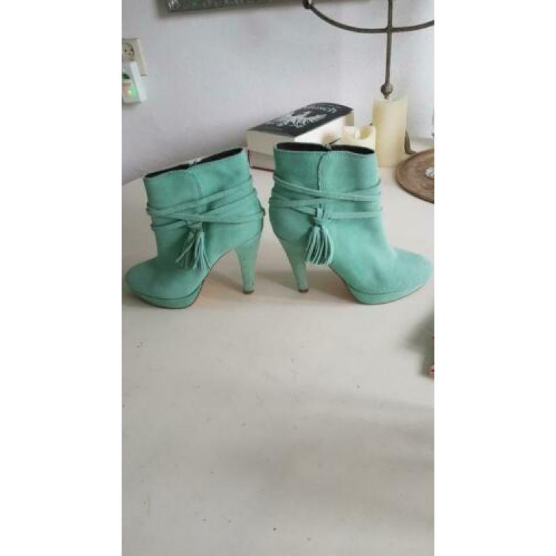 Invito enkel laarsjes mint groen 38 suede