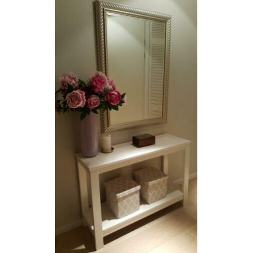 Massieve grenen sidetable / haltafel afgelakt ral 9010