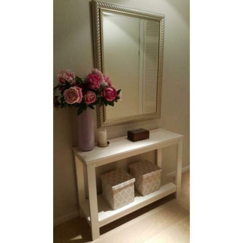 Massieve grenen sidetable / haltafel afgelakt ral 9010