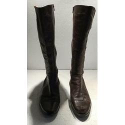DESIGN HOGE DAMES LAARZEN SOEPEL LEDER BRUIN maat 38 / 38,5
