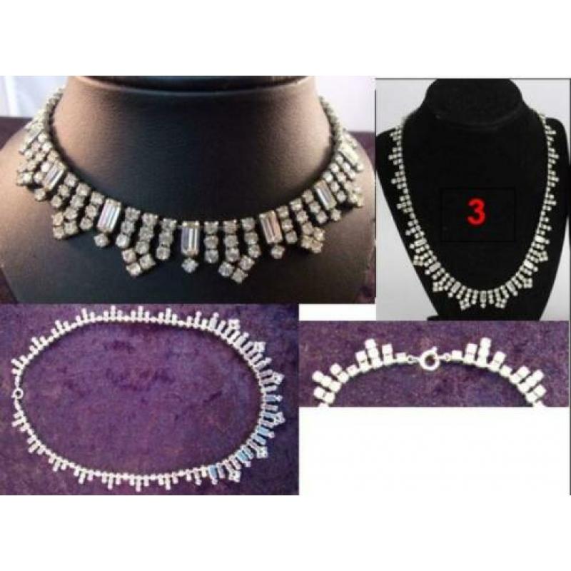Art Deco halsketting collier met strass stenen