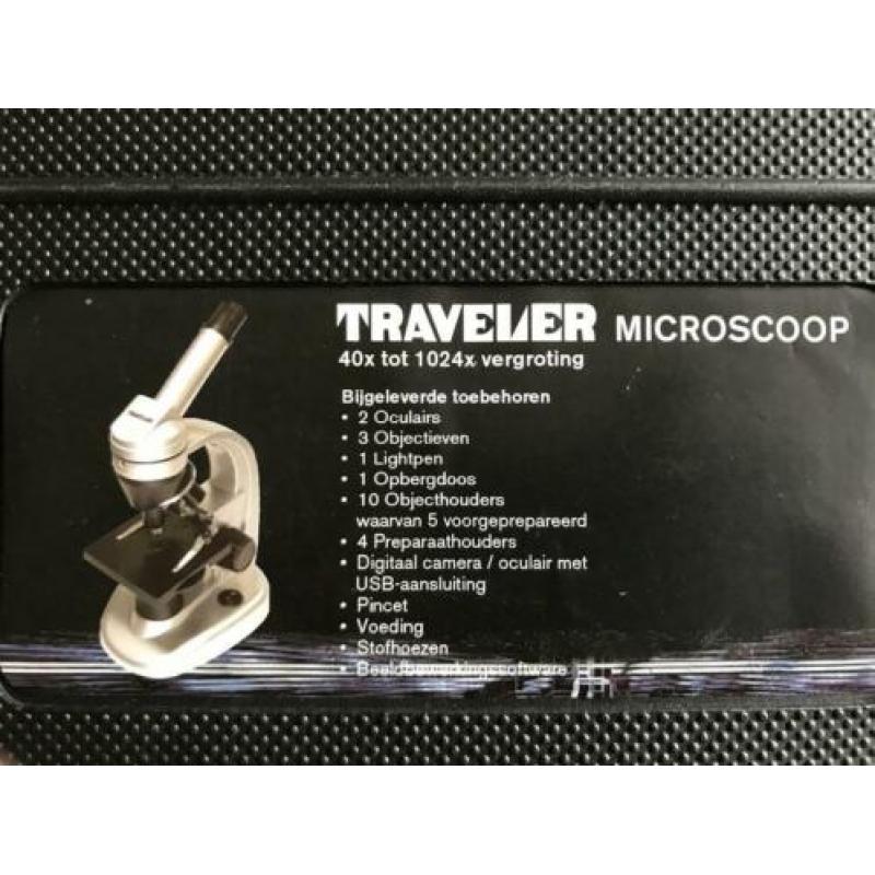 microscoop Traveler 40x tot 1024 x vergroting in koffer