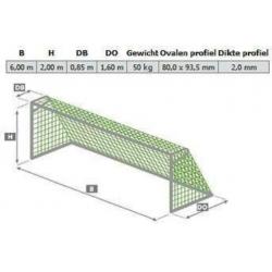 Aluminium Voetbaldoel Calzio Elite 600 cm | Voetbalgoal 852
