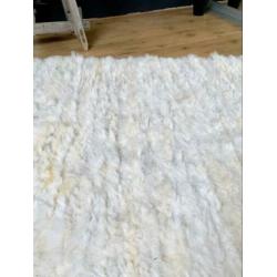 100% wol 210x160cm KELIM kleed vloerkleed wit beige handmade
