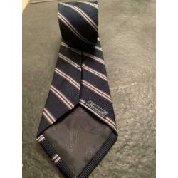 Faconnable Stropdas Blauw Streepdessin 100% zijde