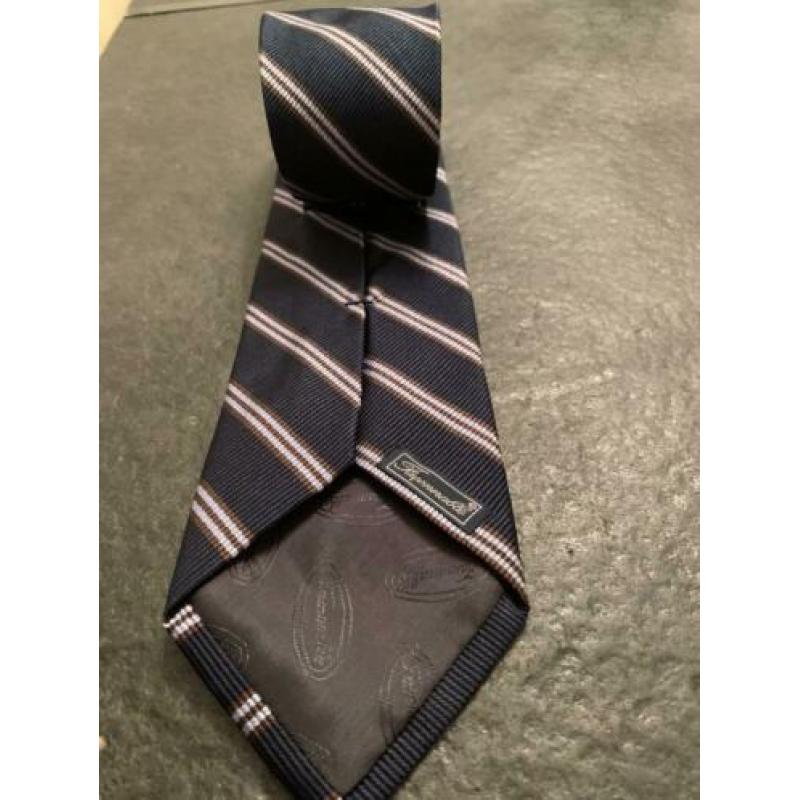 Faconnable Stropdas Blauw Streepdessin 100% zijde