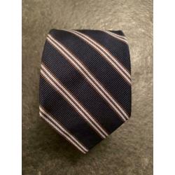Faconnable Stropdas Blauw Streepdessin 100% zijde