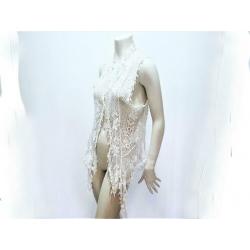 Top wit kant mouwloos vest luxe Ibiza ONE SIZE: 10,-