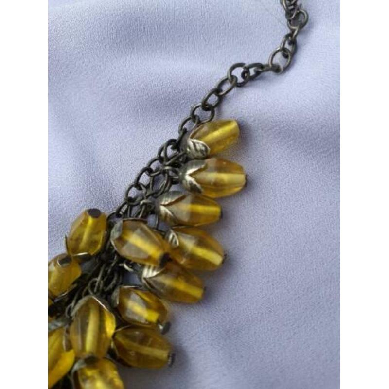 Vintage gelen geel kralen ketting