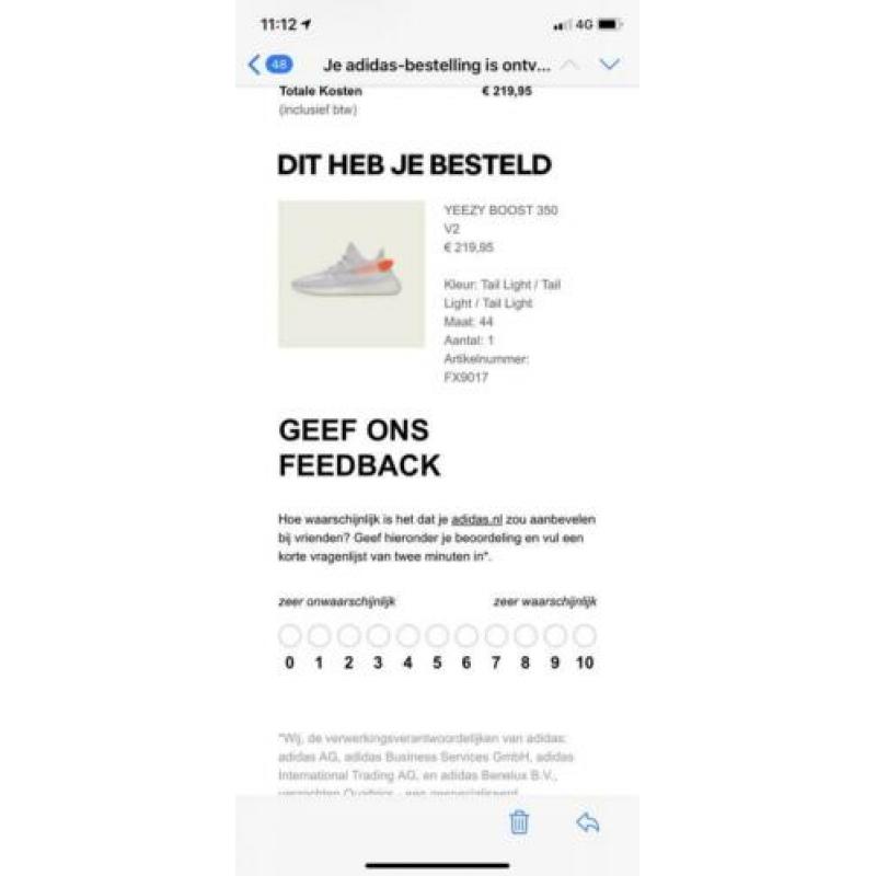 Yeezy boost 350 V2 Tail light maat 44
