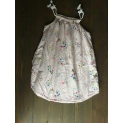 Setje jurkjes zomer maat 110-116 blauw wit roze kant ruffles