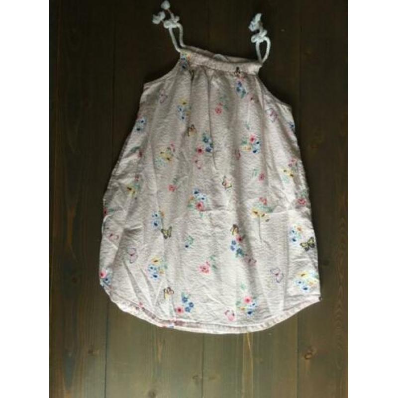 Setje jurkjes zomer maat 110-116 blauw wit roze kant ruffles