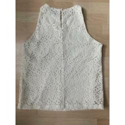 Massimo Dutti - Gebroken witte kanten mouwloze top maat 40