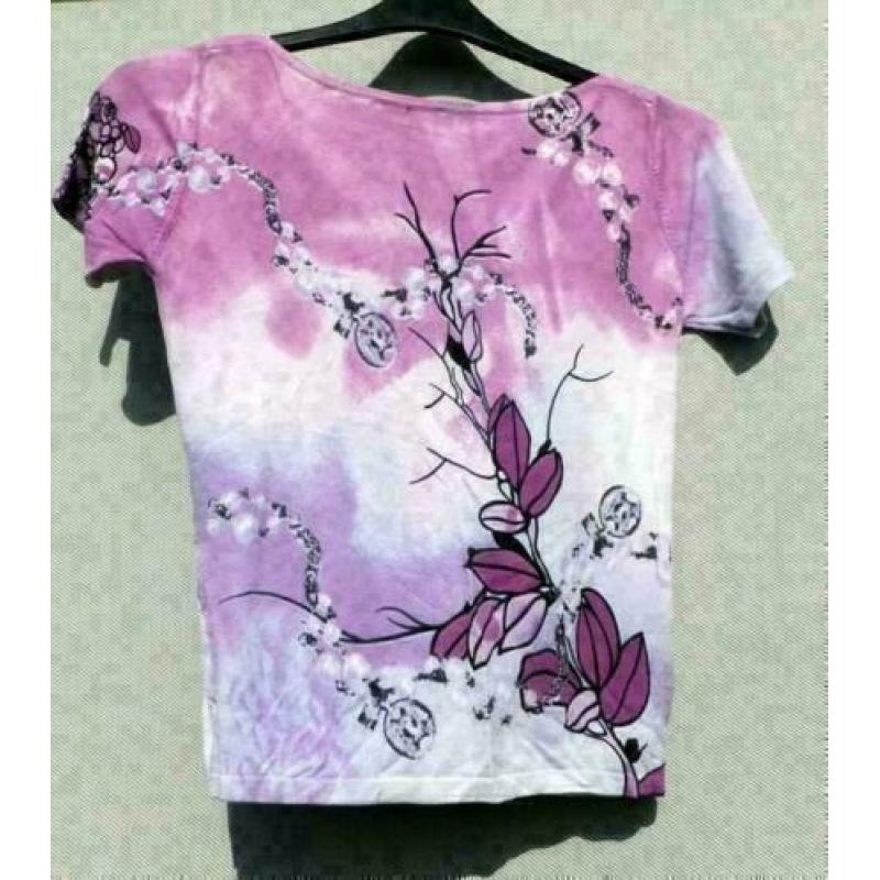 MICDANIEL prachtig stretch shirt pailletten/kralen mt S