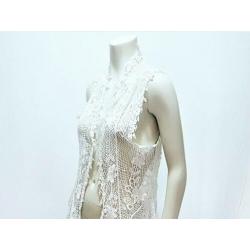 Top wit kant mouwloos vest luxe Ibiza ONE SIZE: 10,-