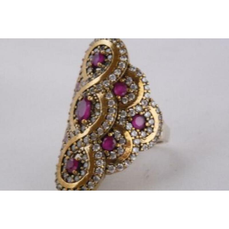 NIEUW COLLECTIE zilveren 925 design ring met granaat 596
