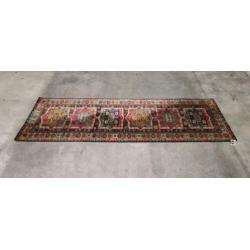 Vintage oosterse tapijt loper blue stars corona wol 90x288cm