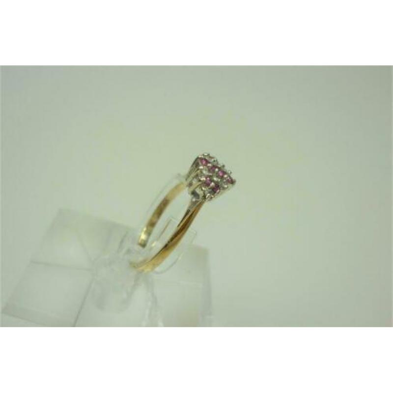 Ring goud robijn en diamanten / Z6247