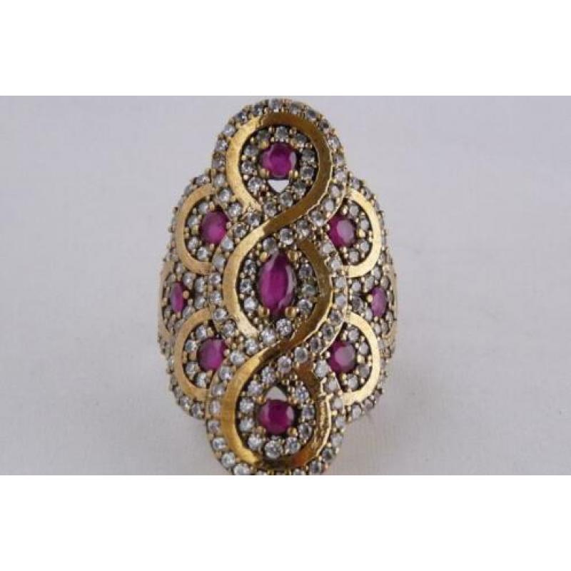 NIEUW COLLECTIE zilveren 925 design ring met granaat 596