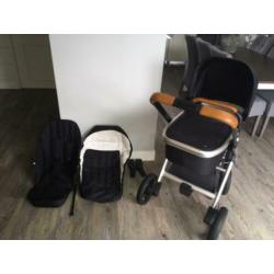 Dubatti kinderwagen zwart/cognac