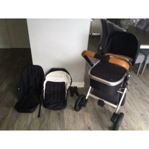 Dubatti kinderwagen zwart/cognac