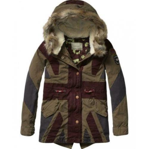 Scotch r'belle winterjas jas parka bont legergroen groen 140
