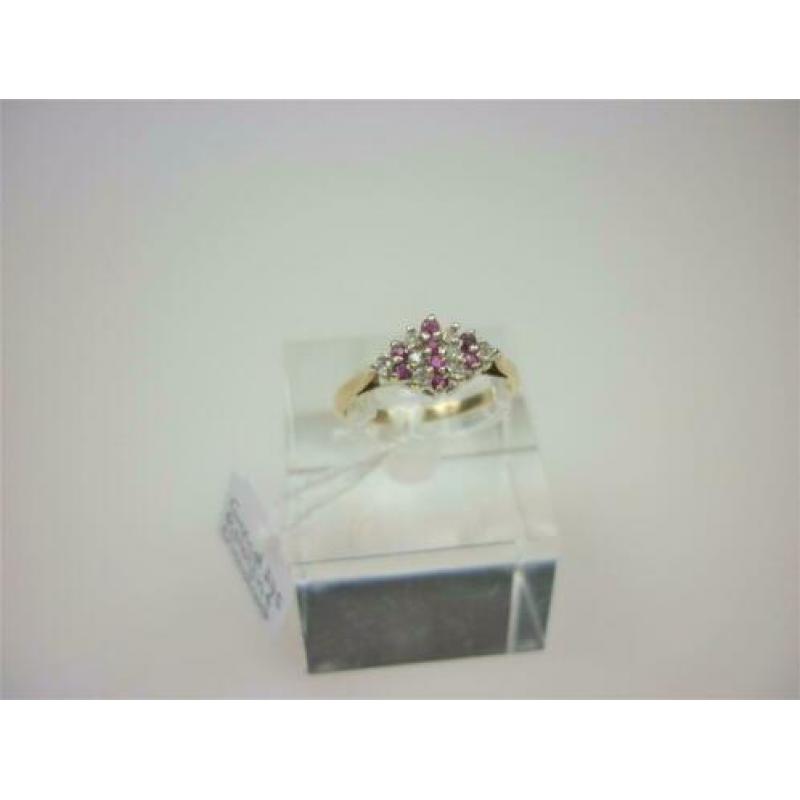 Ring goud robijn en diamanten / Z6247