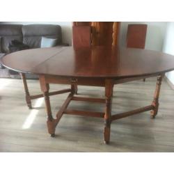 Antieke tafel ovaal rond hangoor inklapbaar