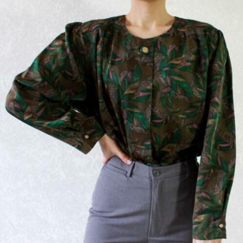 Vintage groen lila blouse blad
