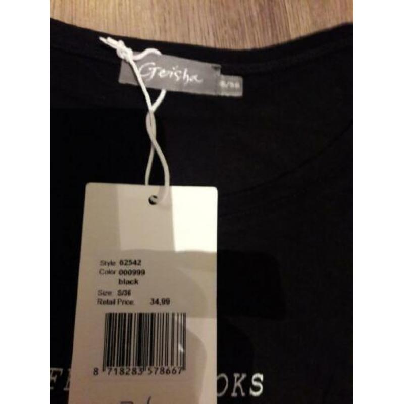 Nieuw zwart Geisha shirt super stoer Maat S