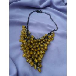 Vintage gelen geel kralen ketting