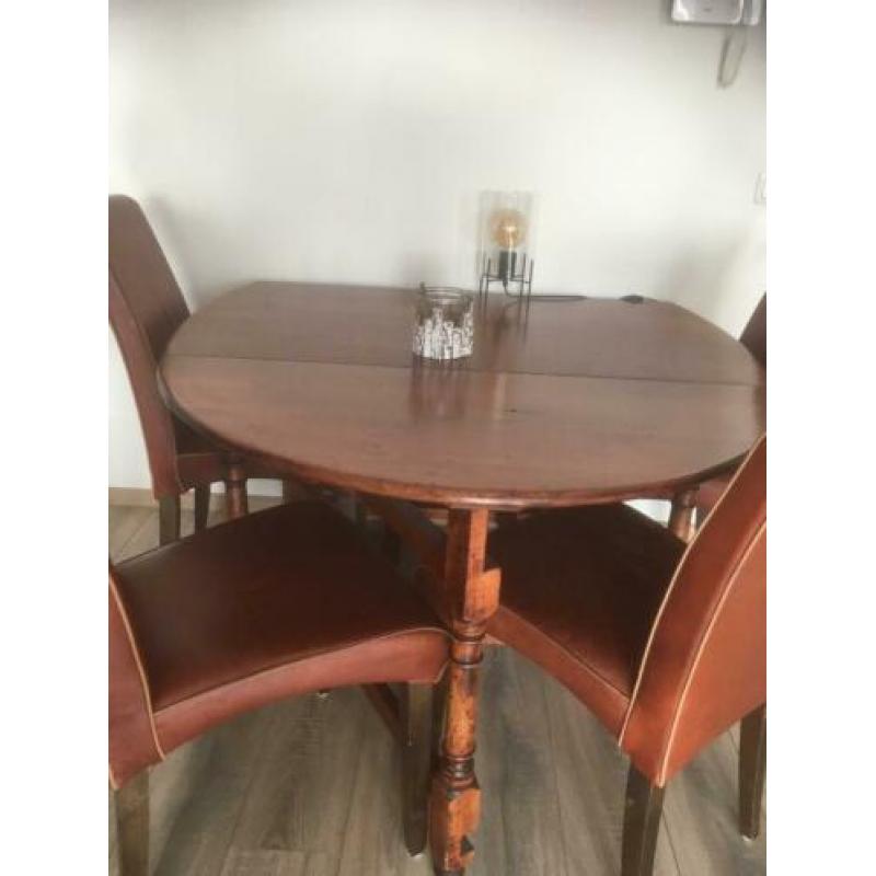 Antieke tafel ovaal rond hangoor inklapbaar