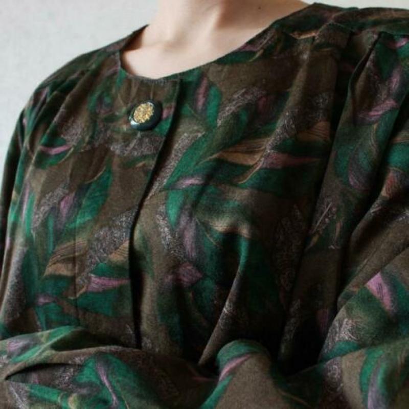 Vintage groen lila blouse blad