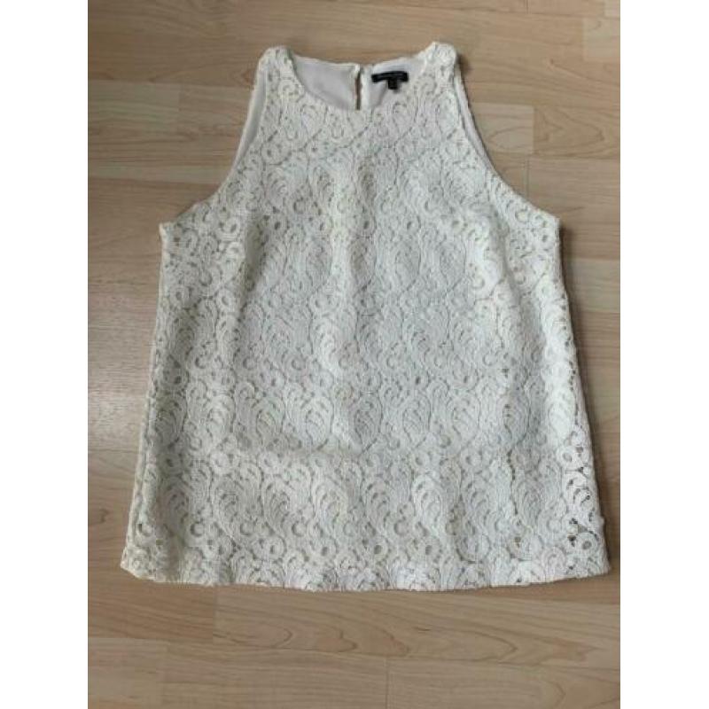 Massimo Dutti - Gebroken witte kanten mouwloze top maat 40