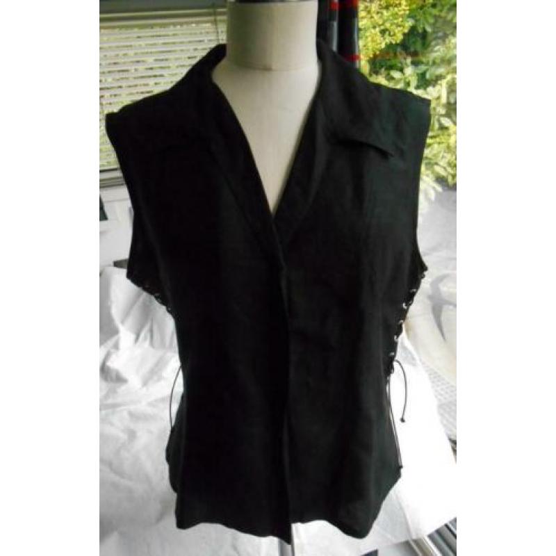 Prachtige nieuwe zwarte vintage Tuzzi design blouse mt L-XL