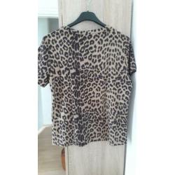 Nieuw beige bruin costes leopard shirt en riem mt m