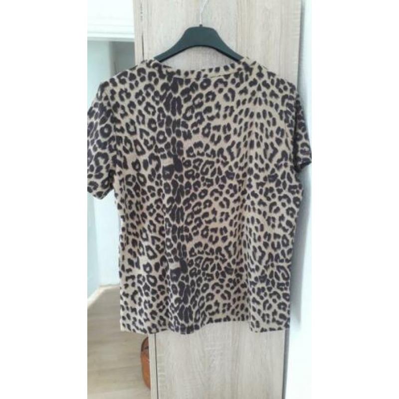 Nieuw beige bruin costes leopard shirt en riem mt m