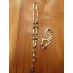 BIBA lange parel ketting met 2 bijpassende armbanden